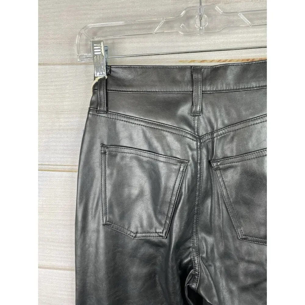 Universal Thread Jeans Womens 00L Black High-Rise Faux Leather 90's Straight NWT